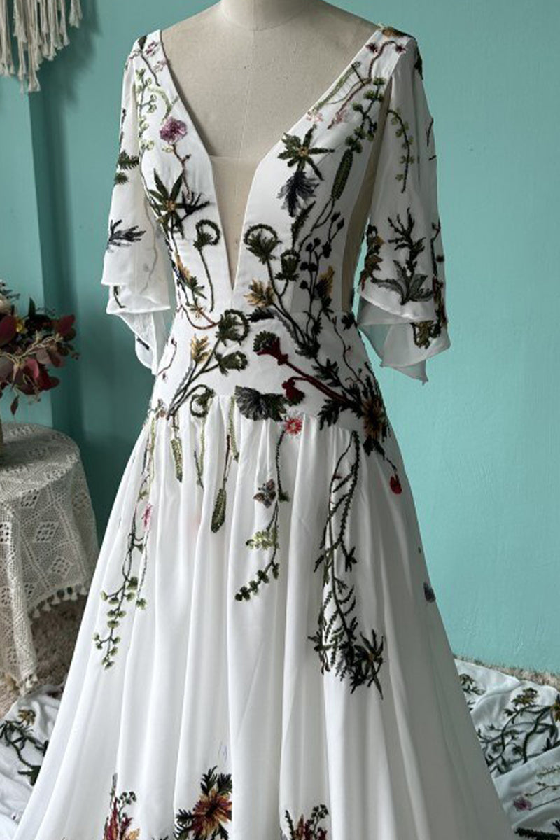 white embroidered dress